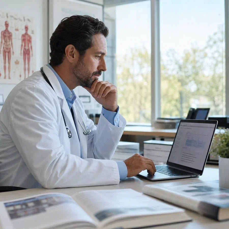 Clinician reviewing Heidi AI scribe notes on a tablet