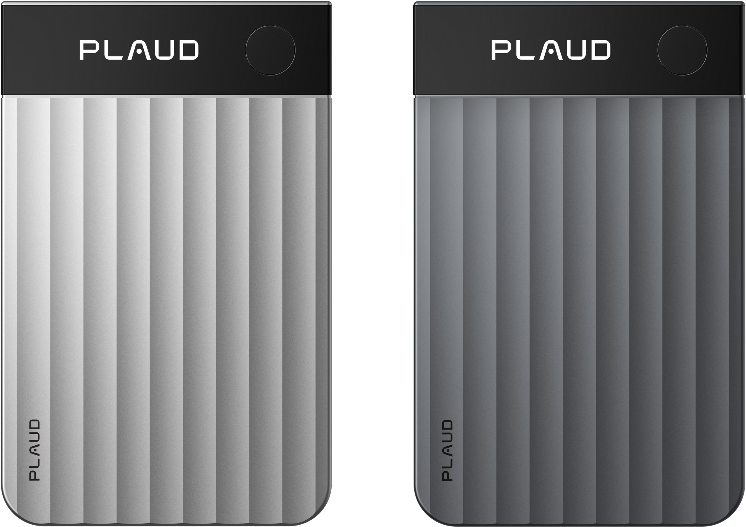 Silver and black Plaud Note Pro AI voice recorders.