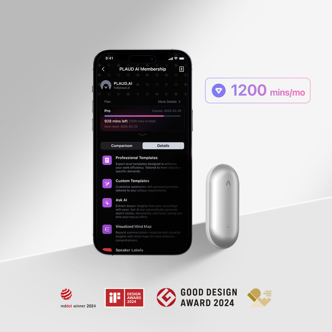 PLAUD NotePin & AI Annual Pro Plan