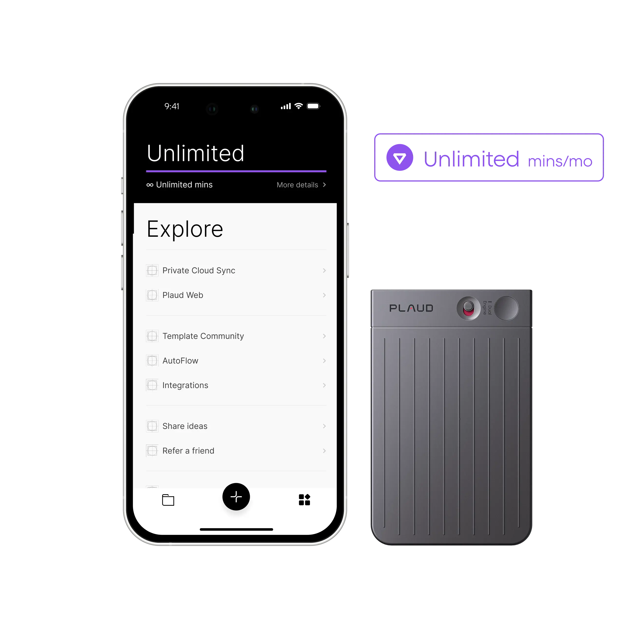 Plaud Note + Plan Unlimited Anual de Plaud AI