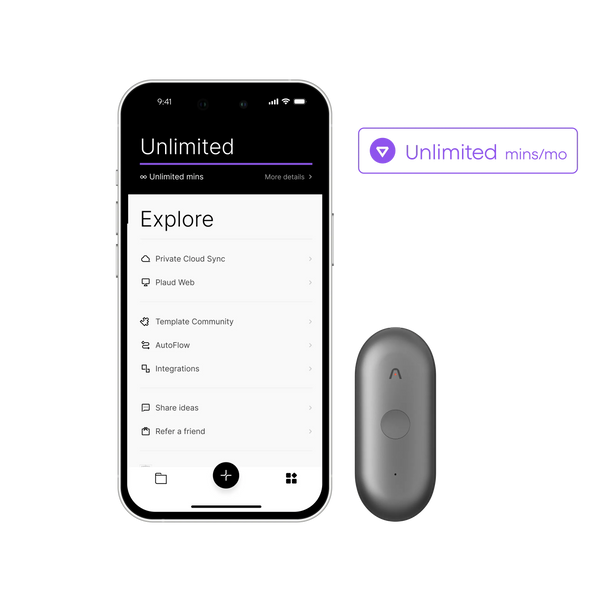 Plaud NotePin S & AI Annual Unlimited Plan