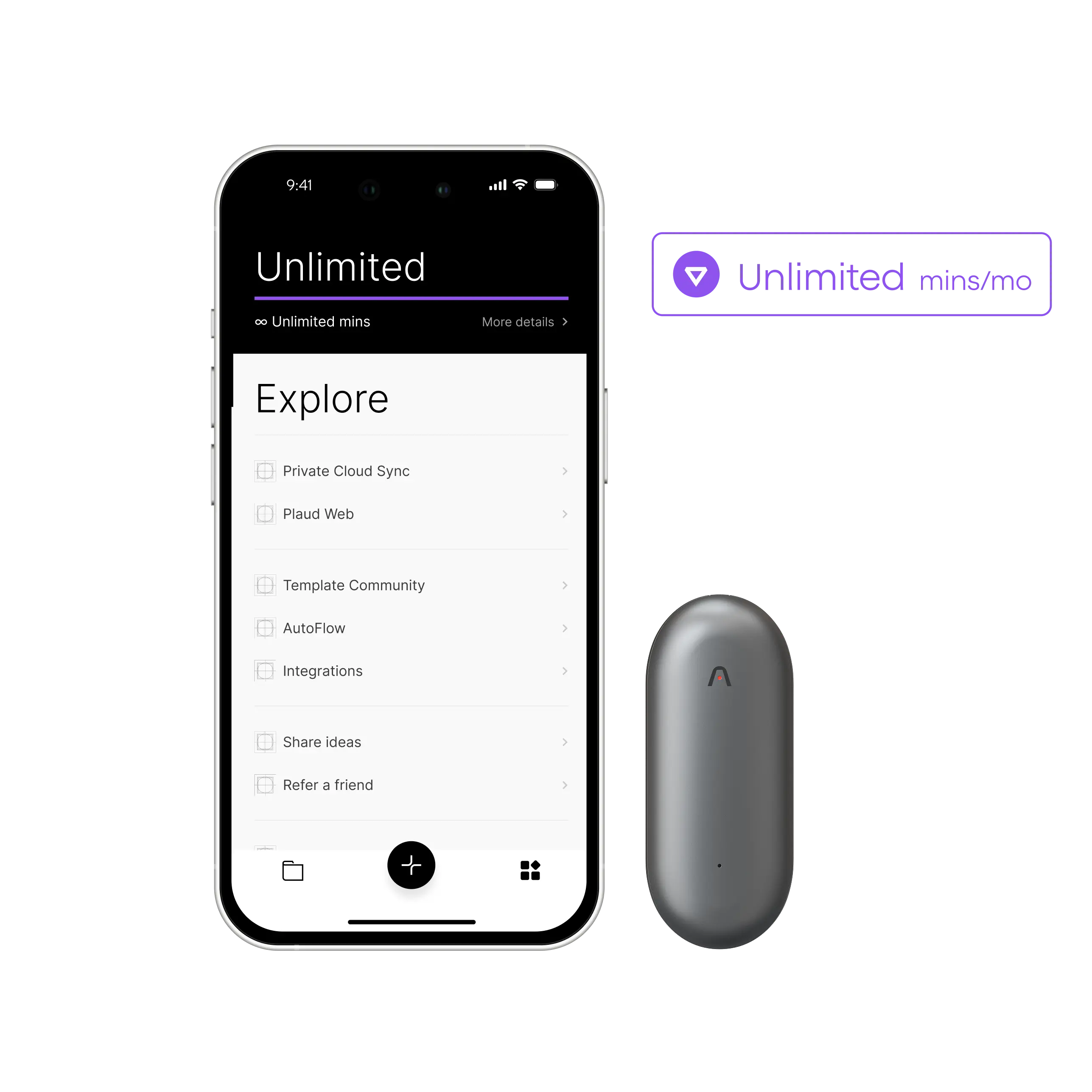 Plaud NotePin + Plan Unlimited Anual de Plaud AI