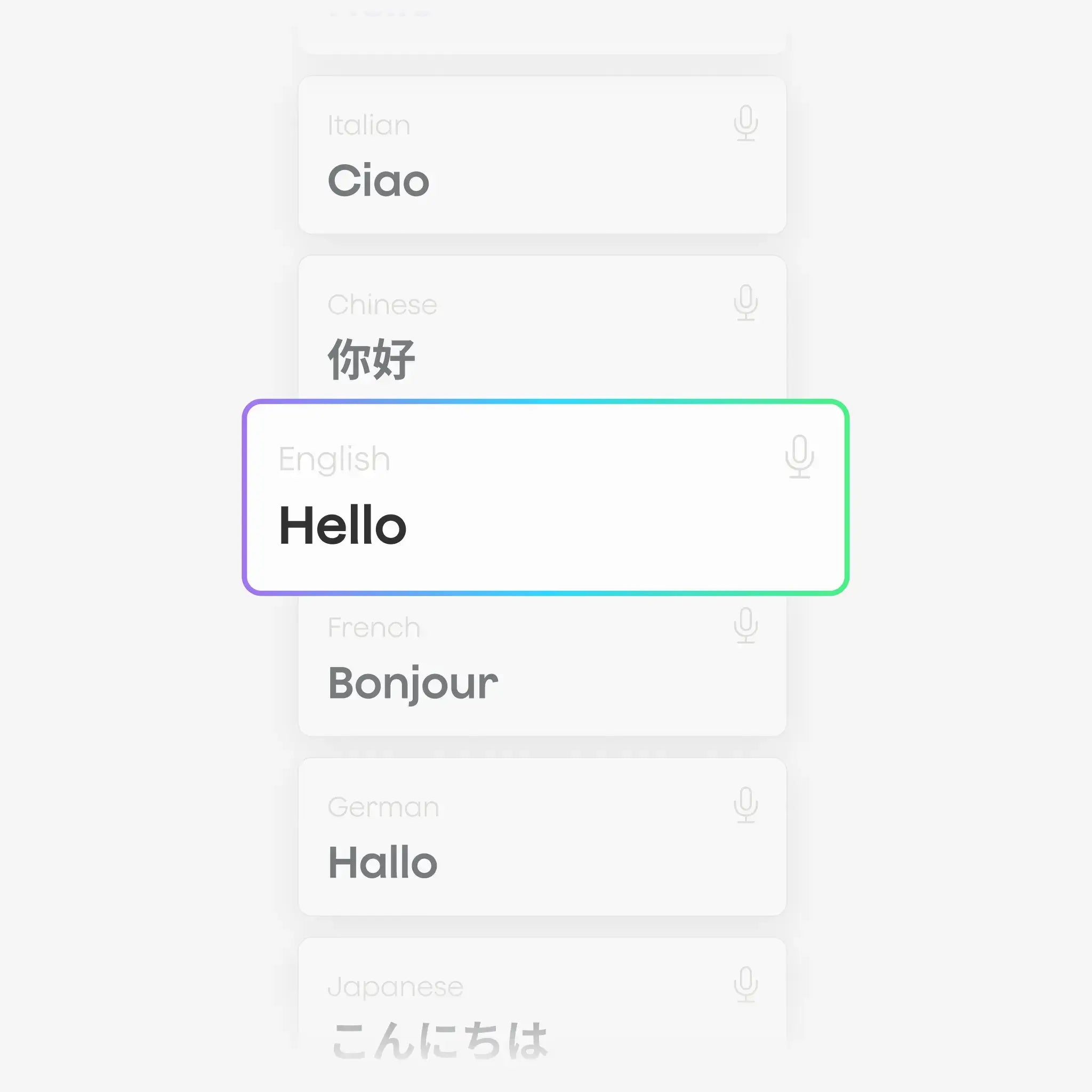 Plaud App interface showing AI transcription in 112 languages, including English, Italian, Chinese, and more.
