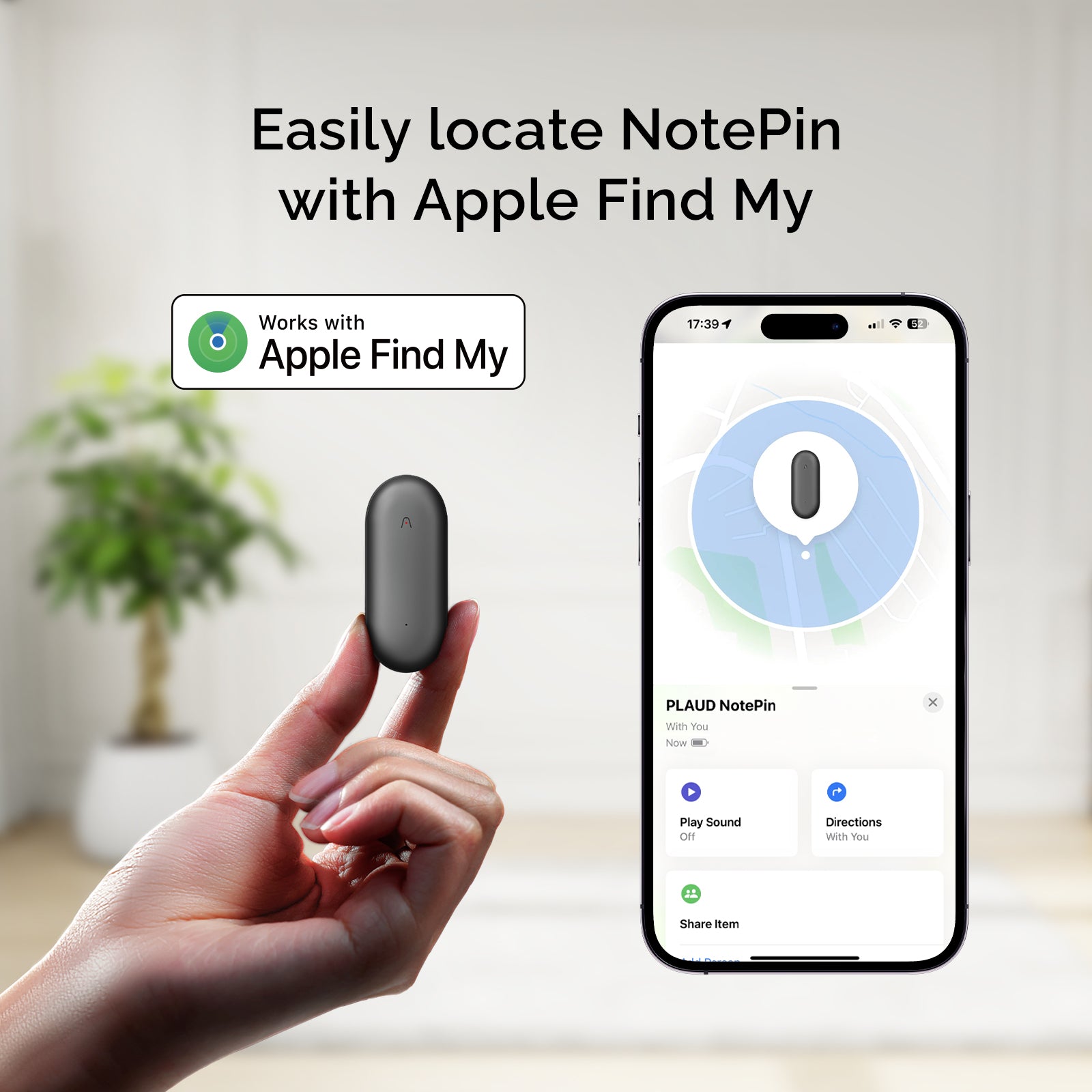 Plaud NotePin wearable voice recorder with Apple Find My feature