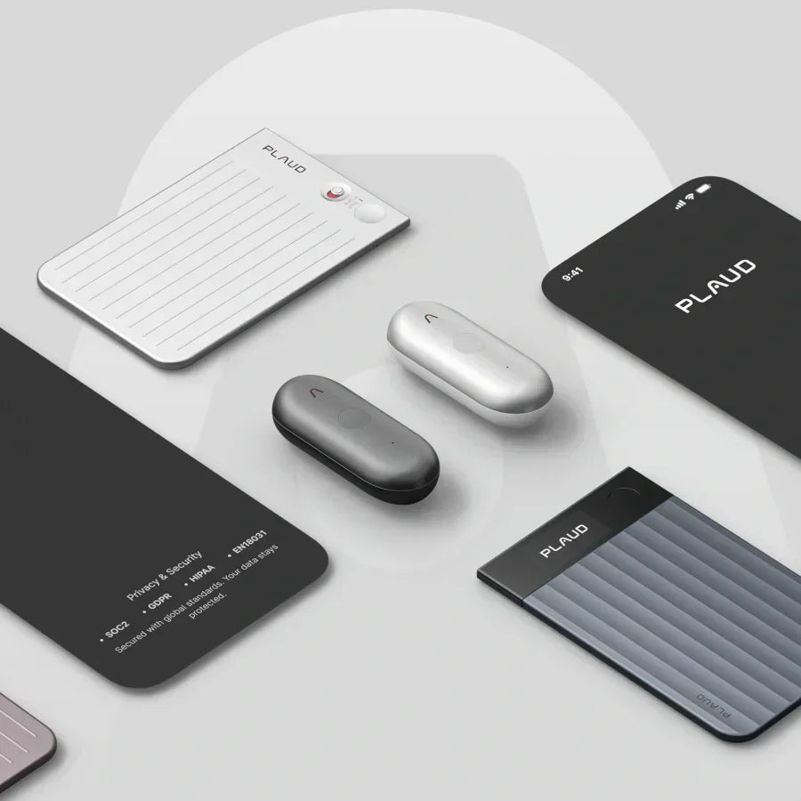 Plaud voice recorders & note takers in various colors and designs