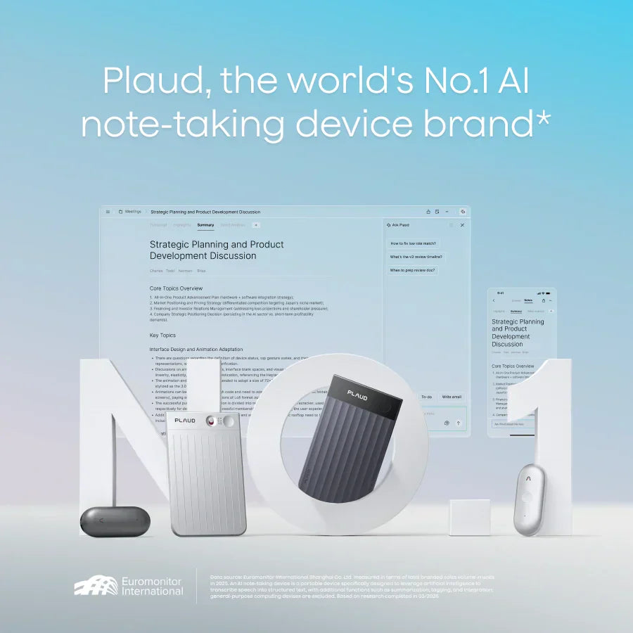 Plaud recognized by Euromonitor as the World’s No.1 AI Note-Taking Device Brand