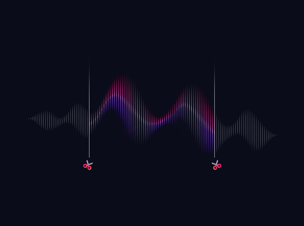 Audio waveform with scissor icons for trimming recordings in the Plaud App.