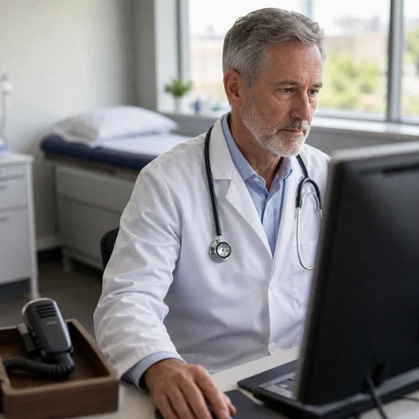 Clinician using ambient dictation during a patient visit