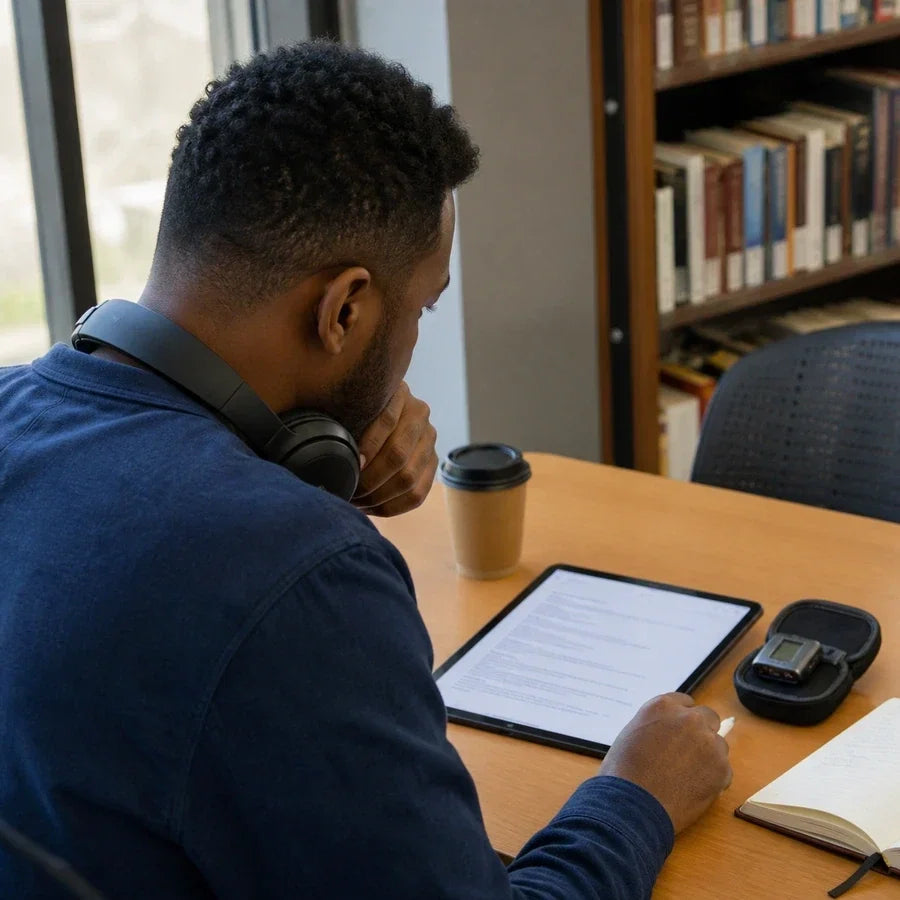 Person reviewing a Notta meeting transcript