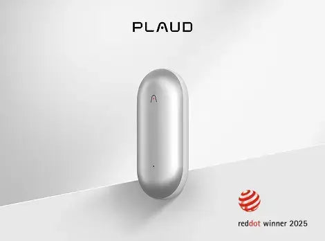 Plaud NotePin AI voice recorder, Red Dot Winner 2025.