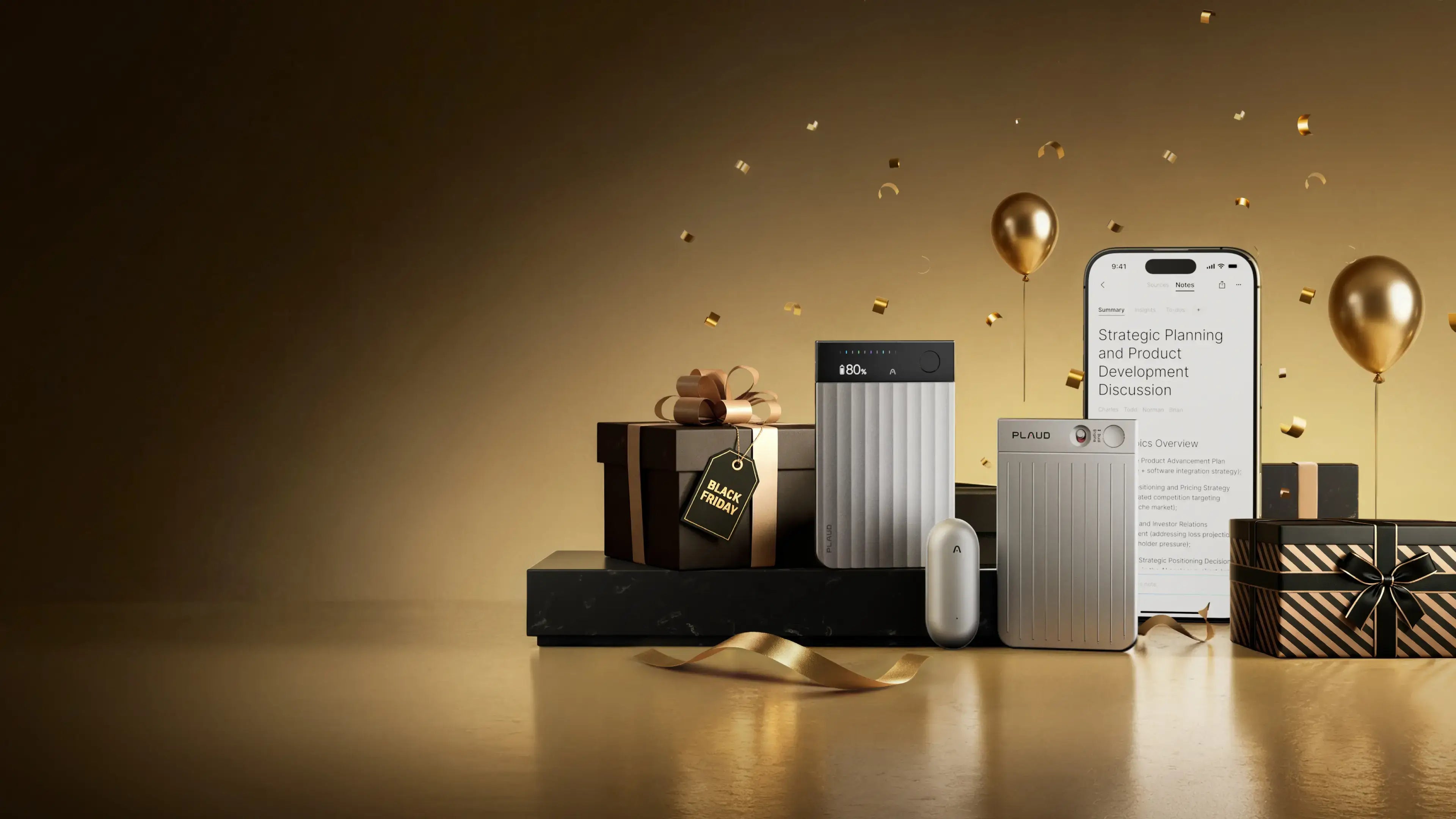 <span class="bfs-desc">Black Friday Sale</span>
<span class="black-friday-sale">
    Up to <span class="highlight">20%</span> OFF
</span>
<span class="bfs-desc">
    Supercharge your note-taking <br> with Plaud
</span>
<style>
    .bfs-desc {
        display: block;
        font-size: 24px;
        font-weight: 400;
    }
    .black-friday-sale {
        font-size: 64px;
        line-height: 1.5;
    }
    .black-friday-sale .highlight {
        letter-spacing: -0.02em;
        background: linear-gradient(180deg, #F6E2A2 0%, #DEAA65 100%);
        -webkit-background-clip: text;
        -webkit-text-fill-color: transparent;
        background-clip: text;
        text-fill-color: transparent;
        font-size: 92px;
        font-weight: 600;
    }
    @media screen and (max-width:1600px) {
        .black-friday-sale {
            font-size: 52px;
        }
        .black-friday-sale .highlight {
            font-size: 72px;
        }
    }
    @media screen and (max-width: 768px) {
        .bfs-desc {
            font-size: 18px;
        }
        .black-friday-sale {
            font-size: 36px;
        }
        .black-friday-sale .highlight {
            font-size: 56px;
        }
    }
</style>