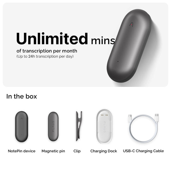 PLAUD NotePin & AI Annual Unlimited Plan
