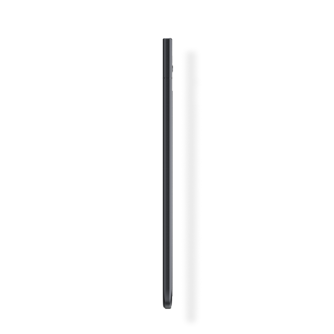 Plaud Note AI voice recorder side view in silver and grey, emphasizing its slim design for easy recording