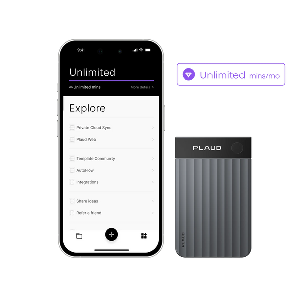 Plaud Note Pro & Al Annual Unlimited Plan