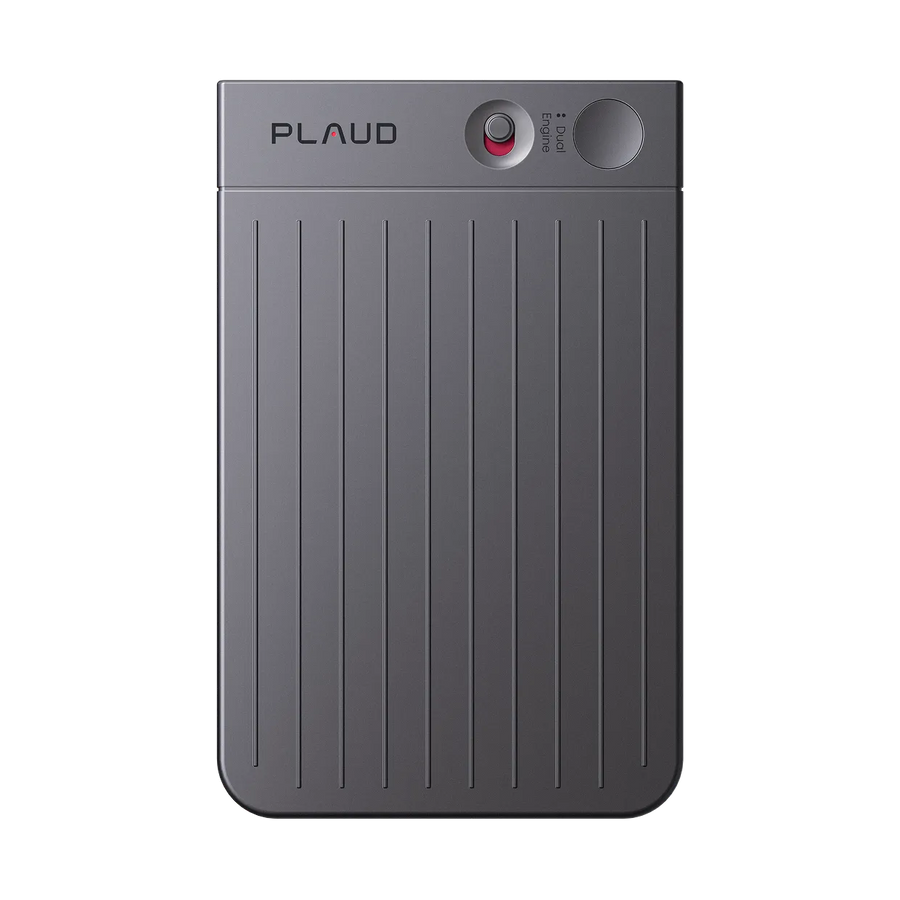 Black Plaud Note AI voice recorder.