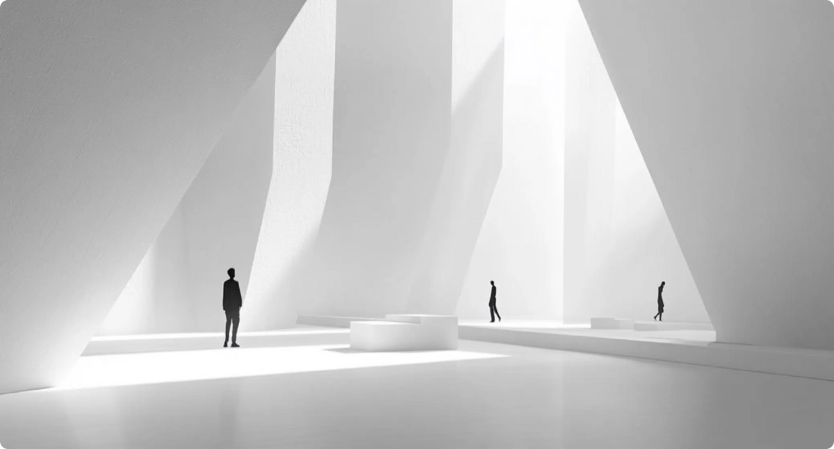 People in a minimalist architectural space representing the Plaud brand.