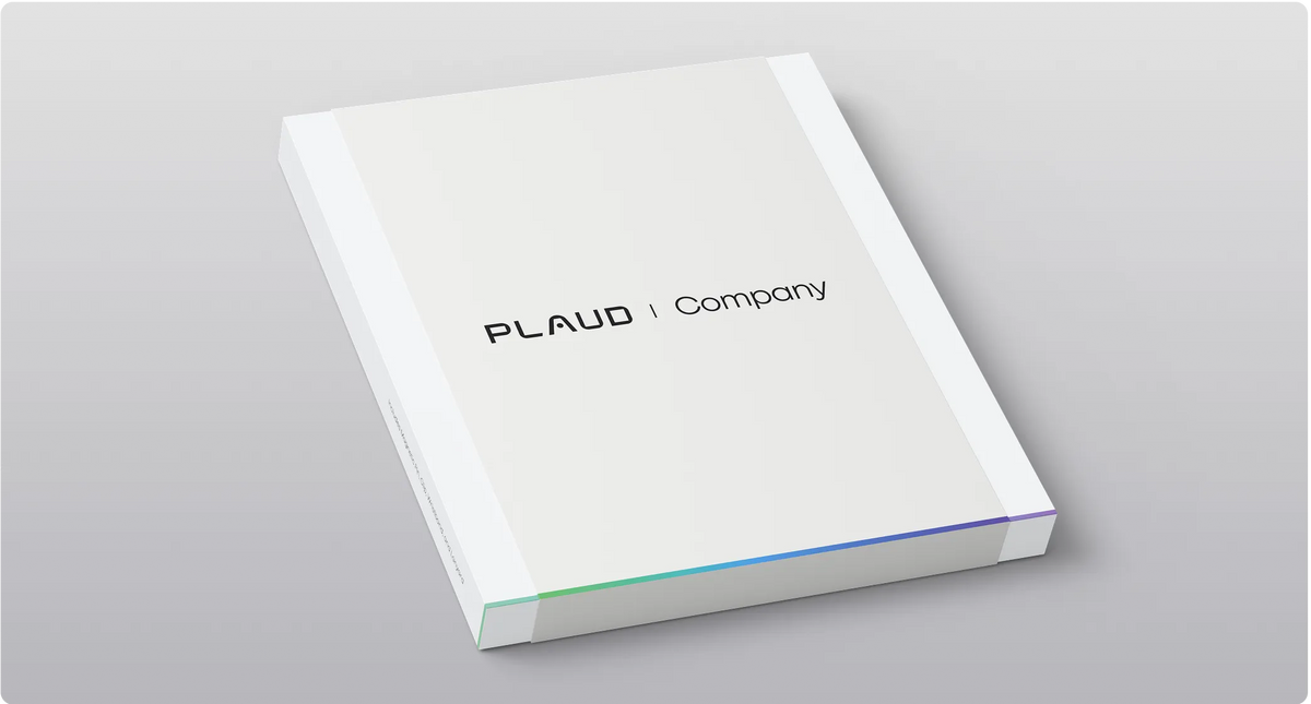Plaud co-branded packaging with customizable shrink wrap.