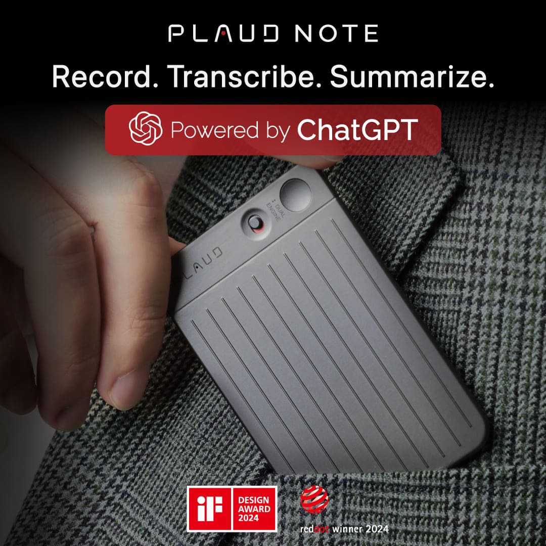 PLAUD NOTE: ChatGPT Empowered AI Voice Recorder (Black Magnetic Case I