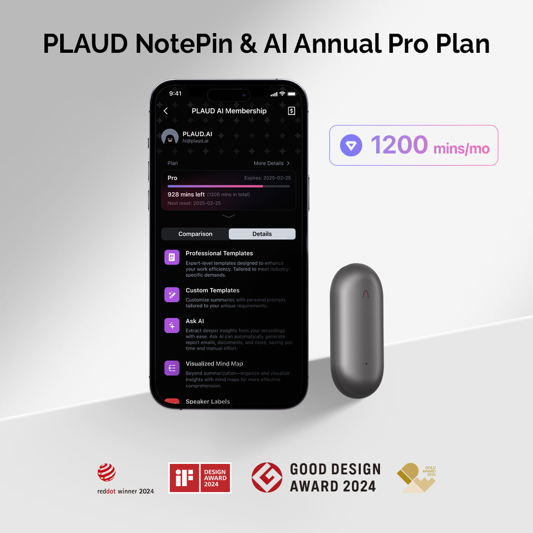PLAUD NotePin & AI Annual Pro Plan