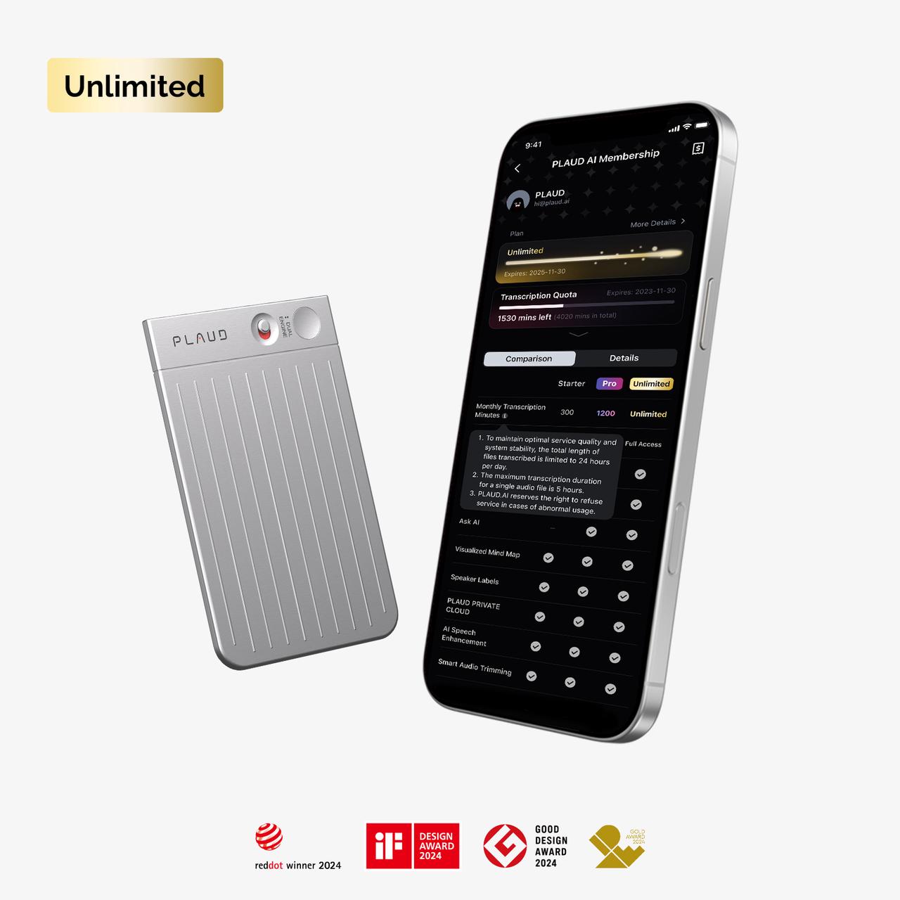 PLAUD NOTE & AI Annual Unlimited Plan
