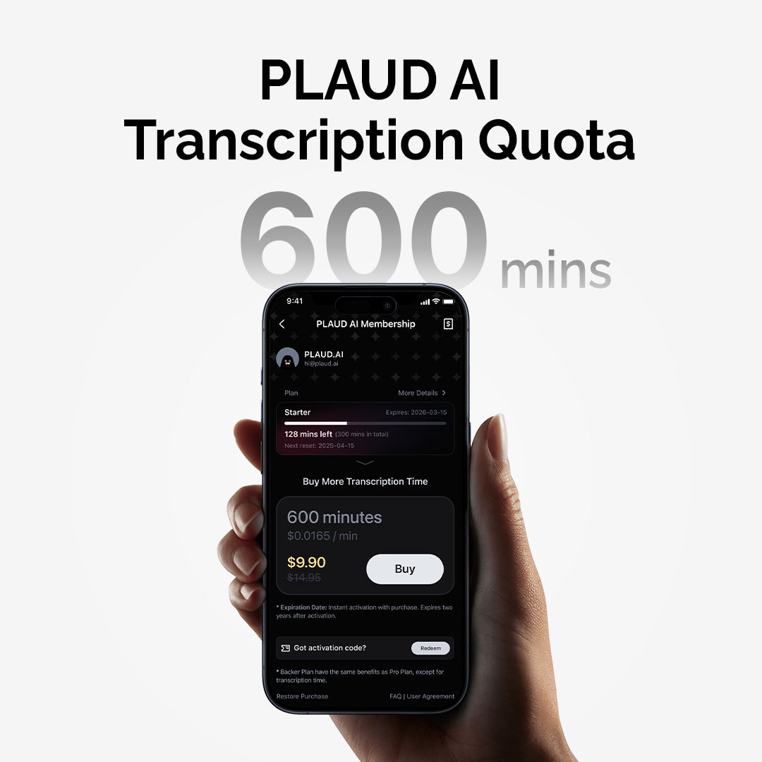 PLAUD AI Transcription Quota (600 mins)