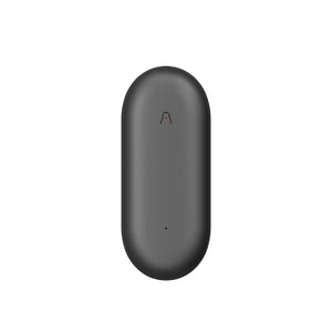 Plaud NotePin wearable AI voice recorder in sleek charcoal gray with minimalist oval design and subtle indicator light
