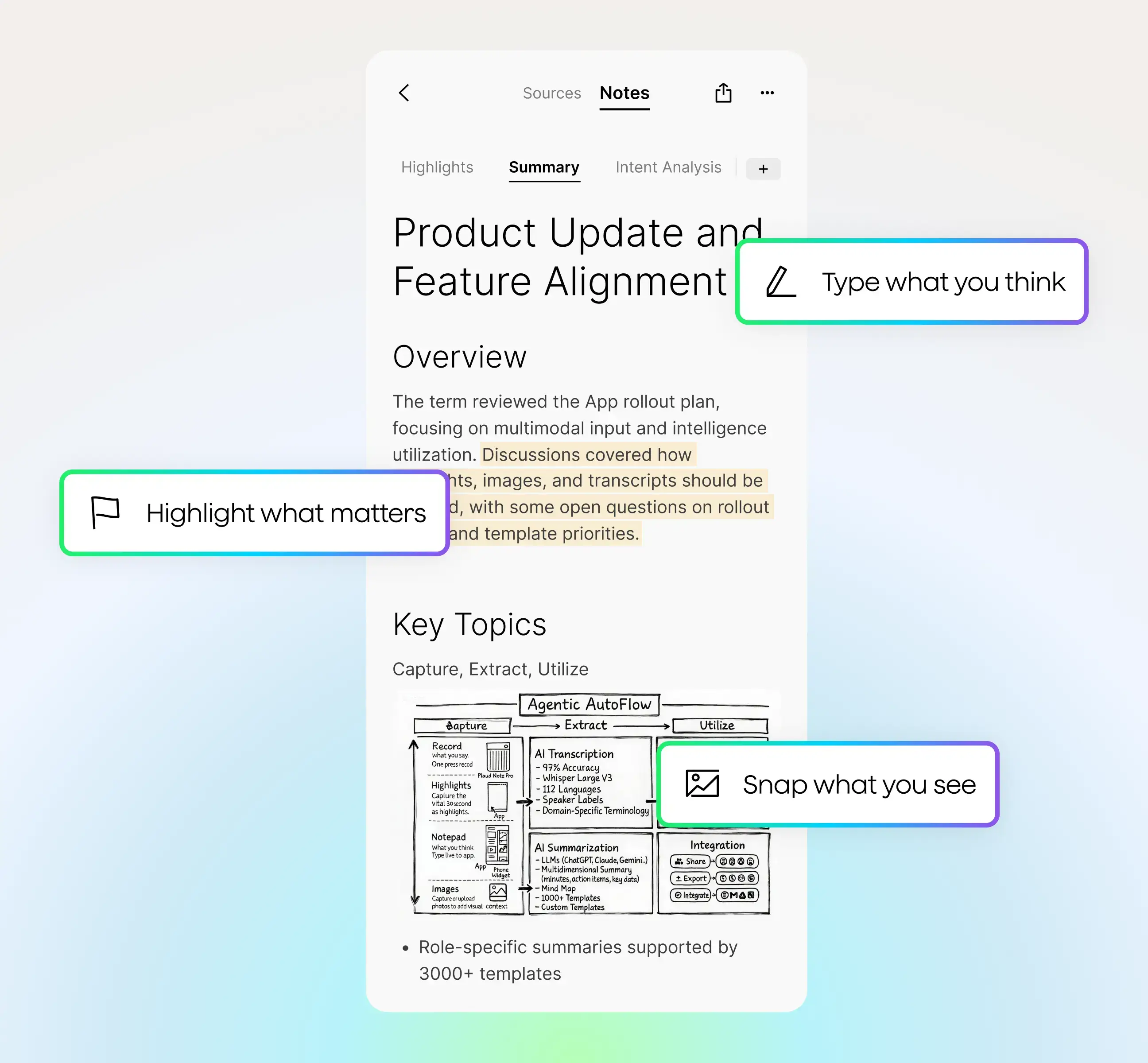 Ses, görsel, metin ve vurgulardan oluşturulan özetler
