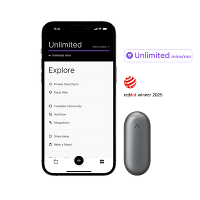 Plaud NotePin & AI Annual Unlimited Plan