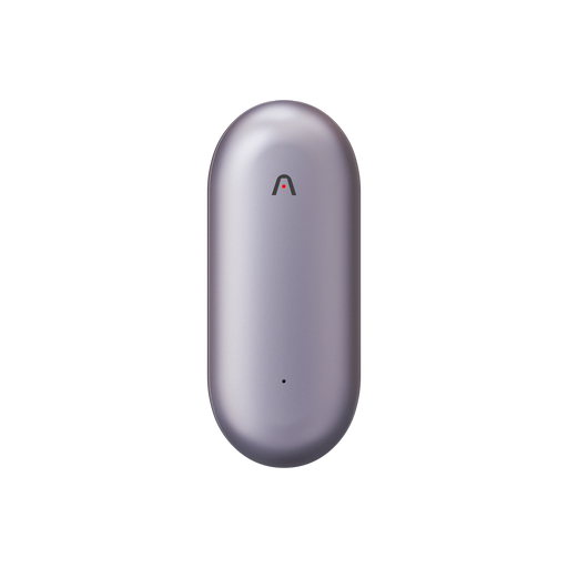 Purple Plaud NotePin wearable AI voice recorder.