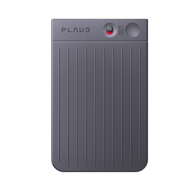 Black Plaud Note AI voice recorder.