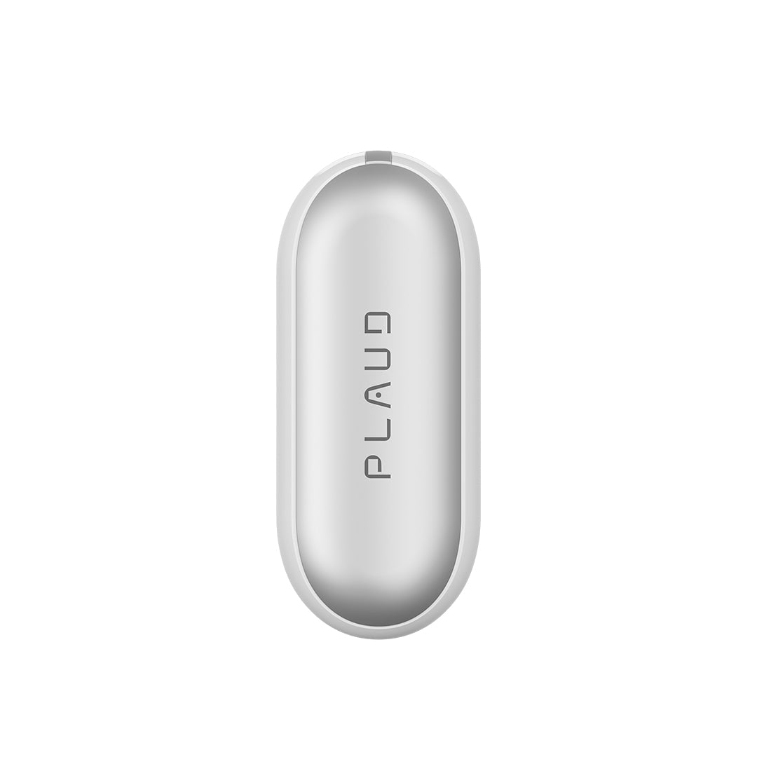 Plaud NotePin wearable AI note-taking device with sleek elongated oval design in white for hands-free recording and transcription