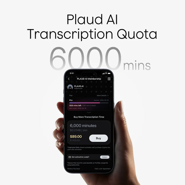 Plaud AI Transcription Quota (6,000mins)